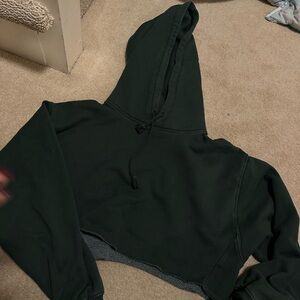 Aritzia tna Dark Green Cropped Hoodie
